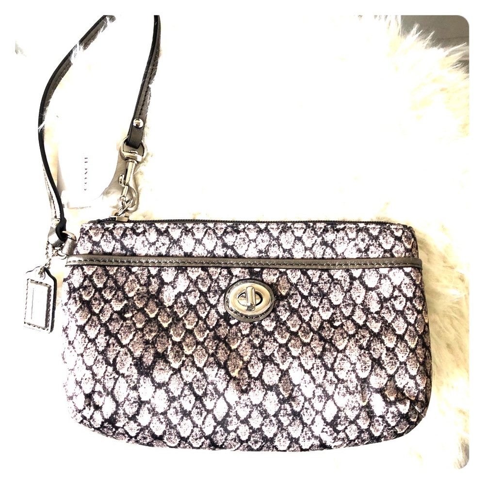 Coach snakeskin print wristlet NWT